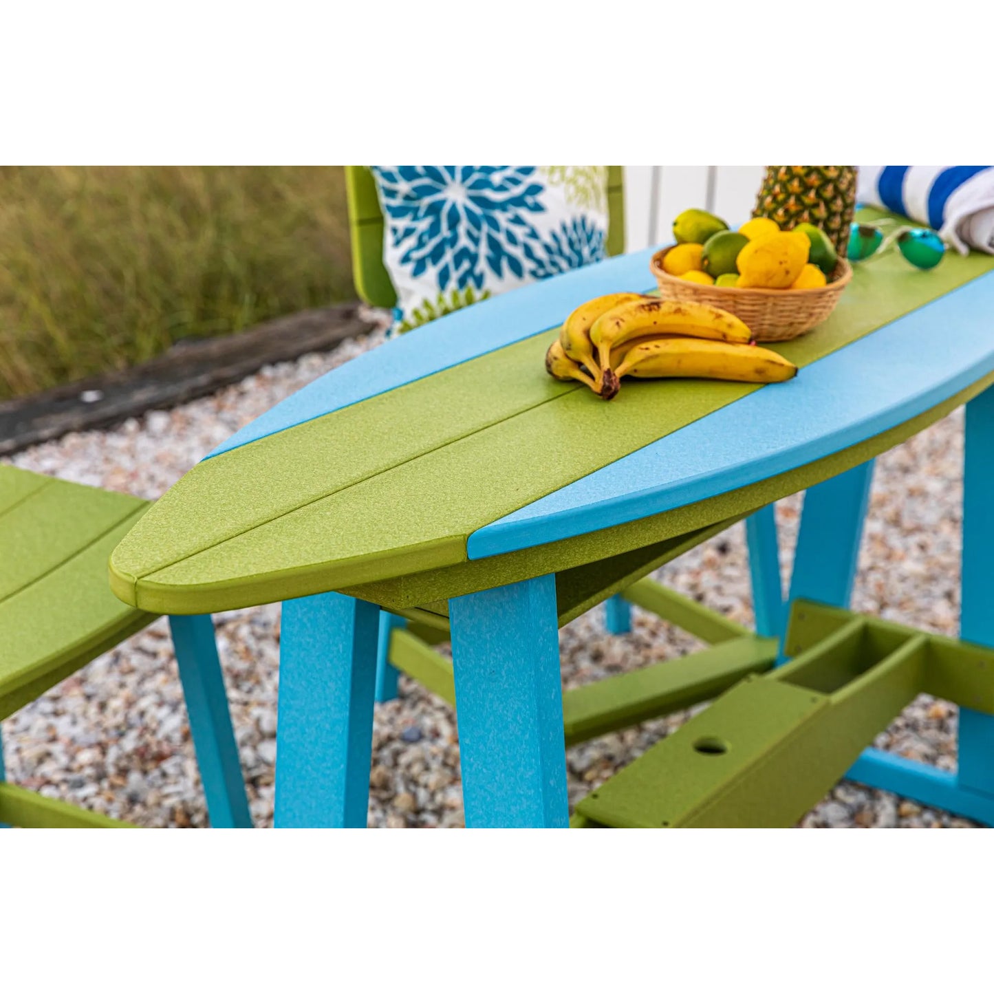 SurfAira 6' Surfboard Table Set with Saddle Chair or Stool