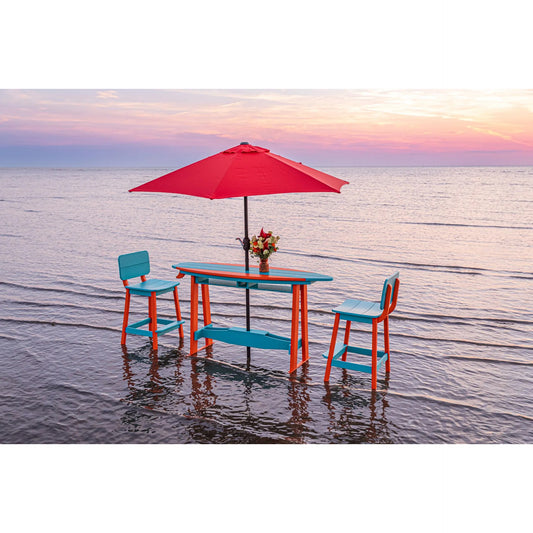 SurfAira 6' Surfboard Table Set with Saddle Chair or Stool