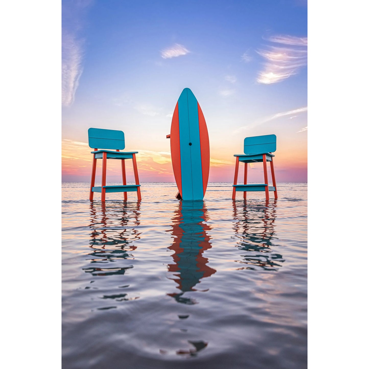 SurfAira 6' Surfboard Table Set with Saddle Chair or Stool