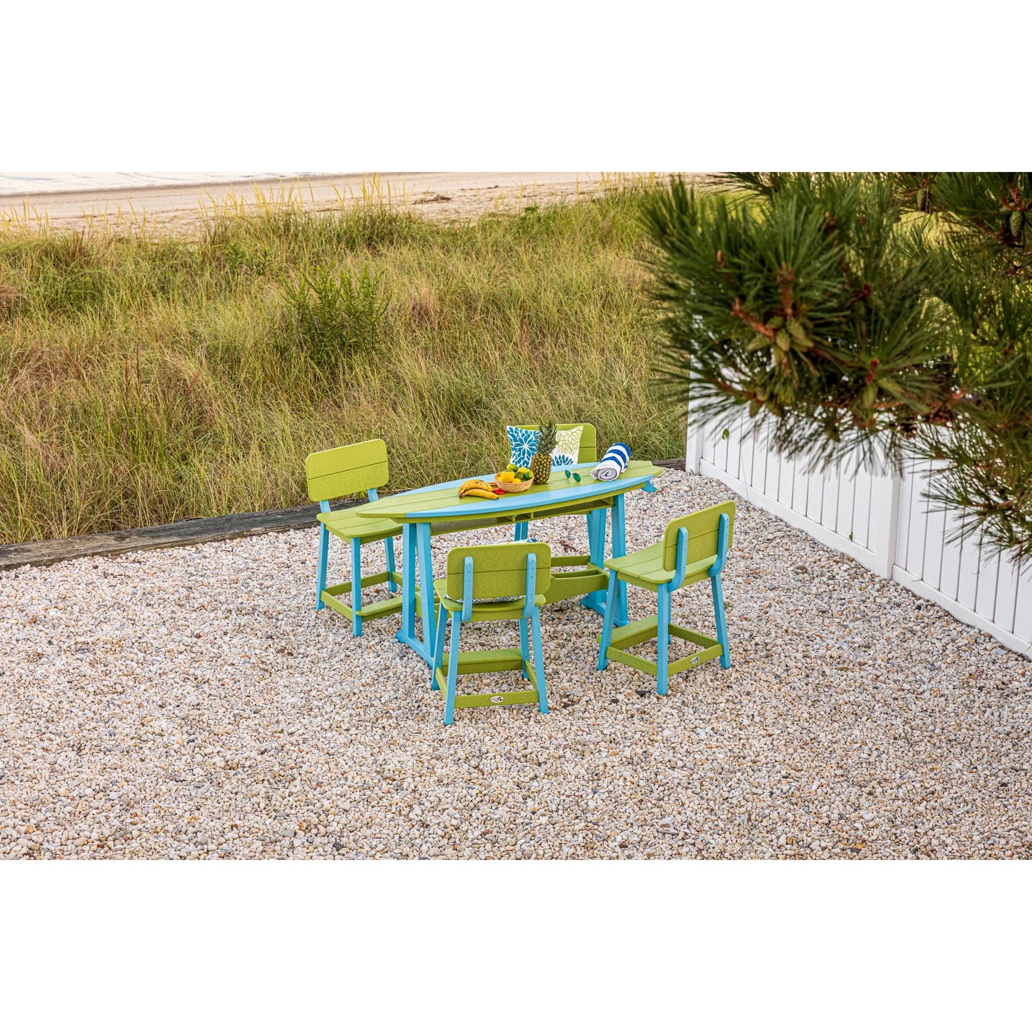SurfAira 6' Surfboard Table Set with Saddle Chair or Stool