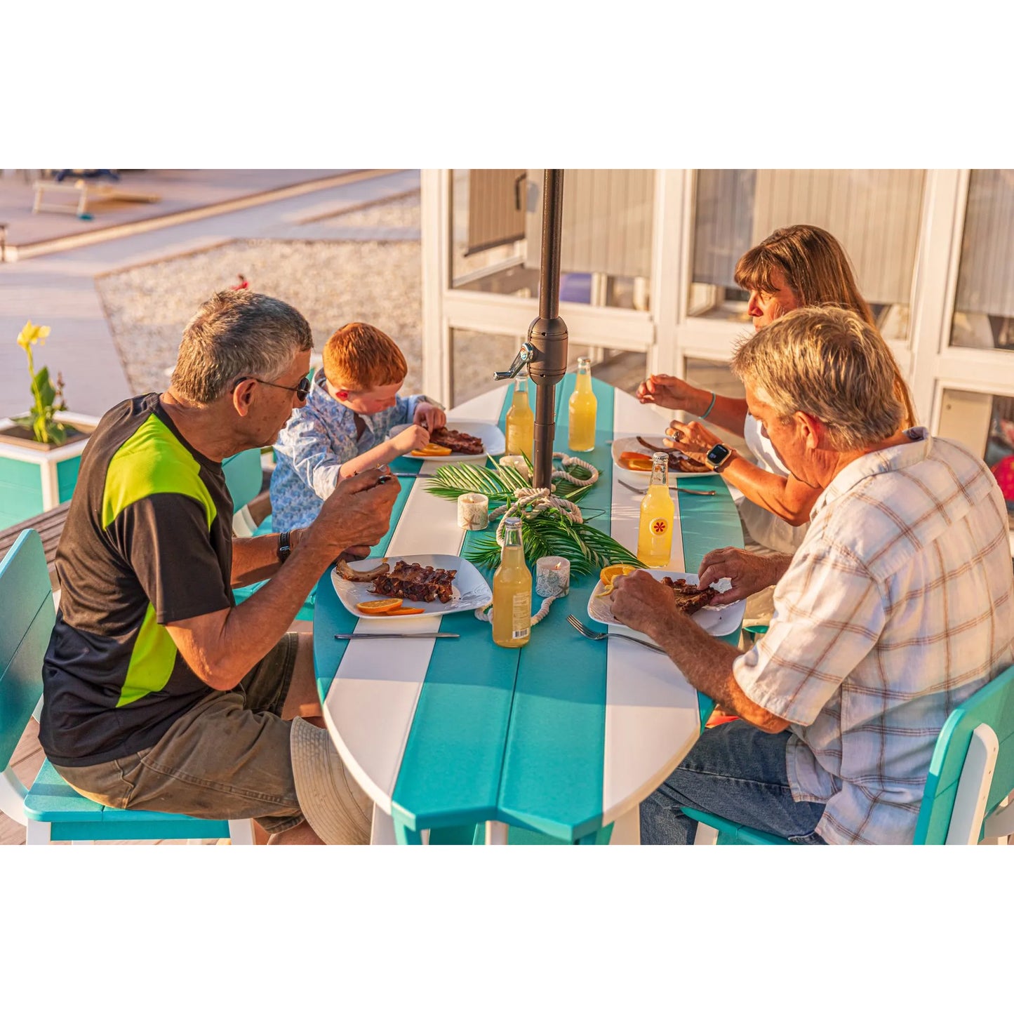 SurfAira 8' Surfboard Table Set with Saddle Chair or Stool
