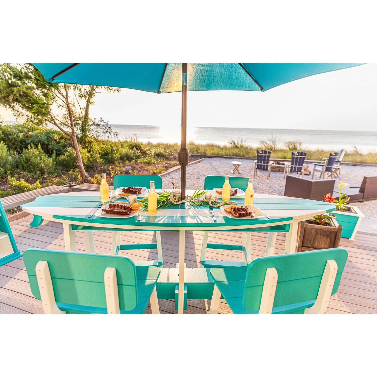 SurfAira 8' Surfboard Table Set with Saddle Chair or Stool