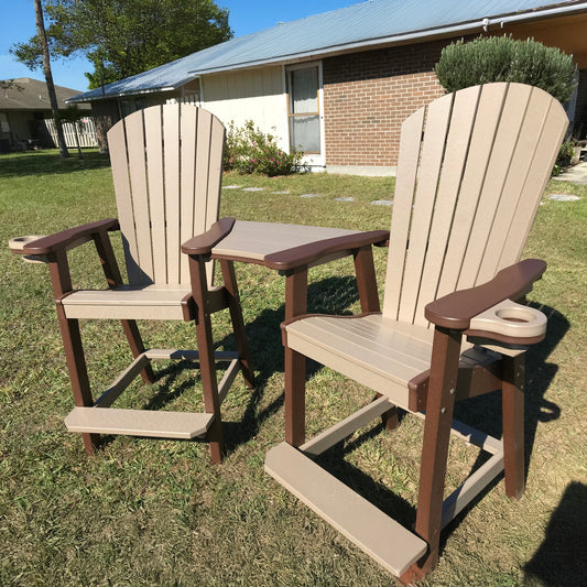 Great Bay Bar Height Settee with Cup Holders and Shelf Table