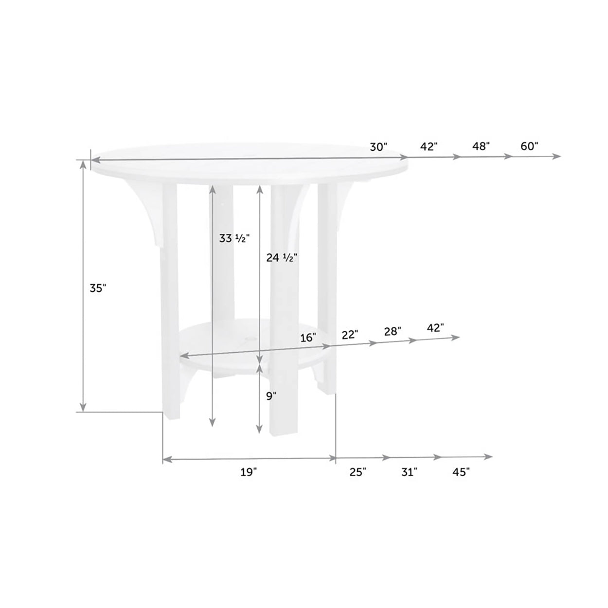Great Bay 30" Round Table - Bar Height
