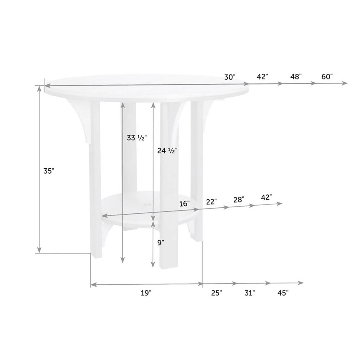 Great Bay 30" Round Table - Counter Height