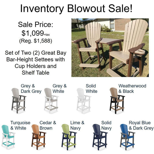 Great Bay Bar Height Settee with Cup Holders and Shelf Table