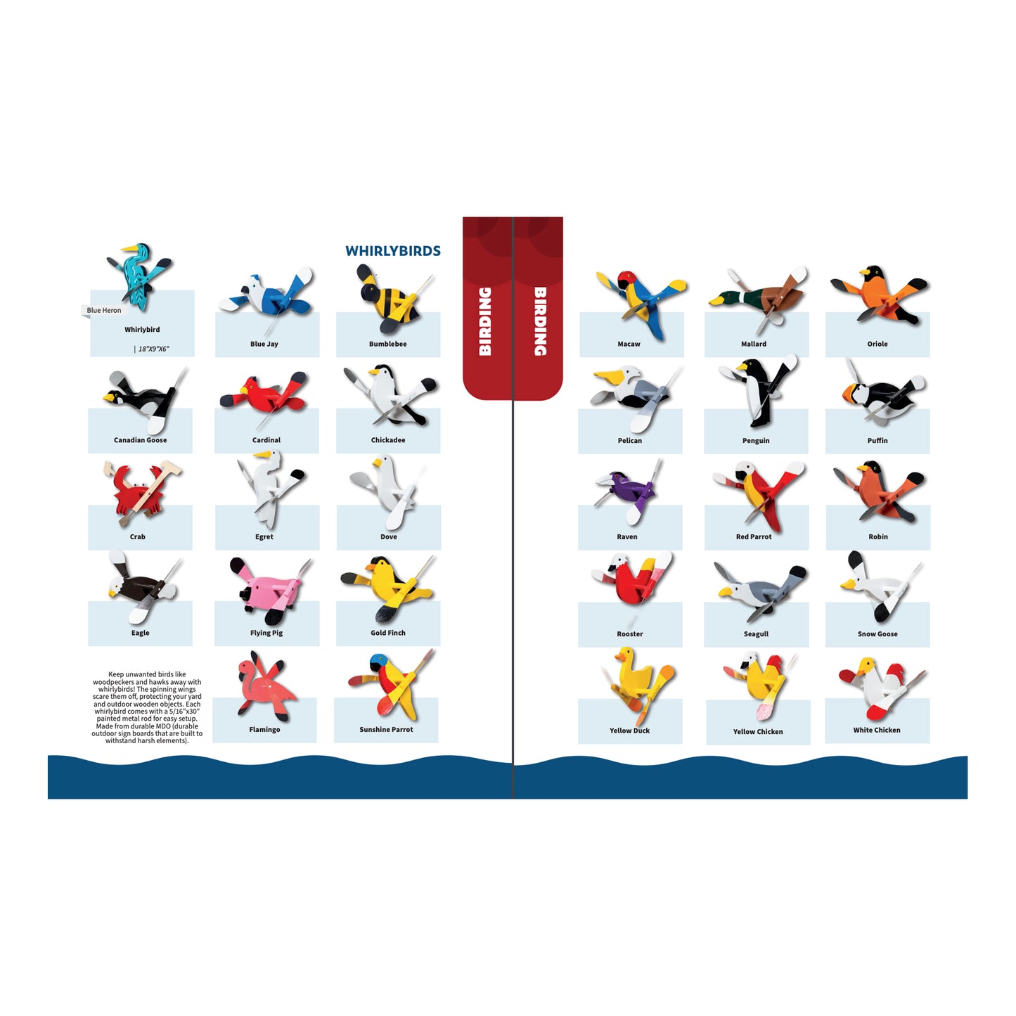 Wooden Whirlybirds with Vinyl Wings - Includes 30" Rod