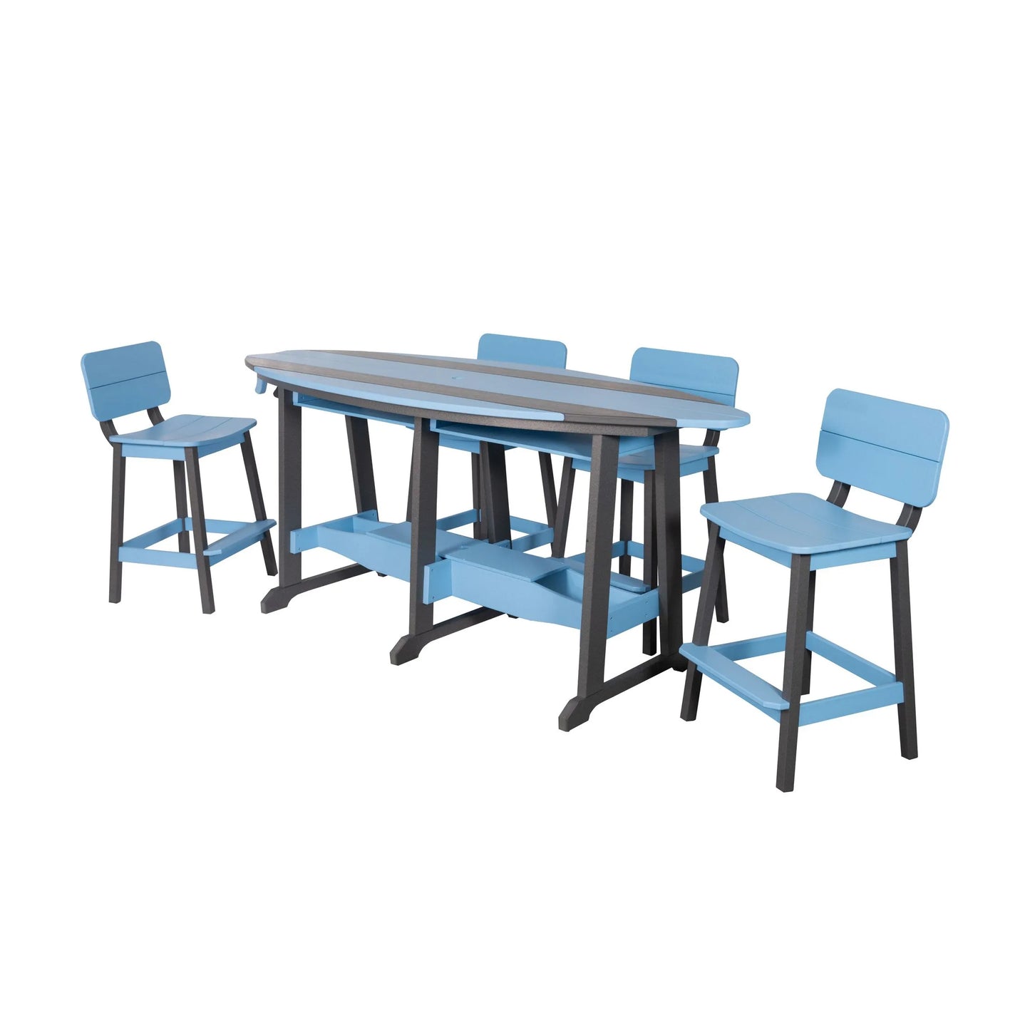 SurfAira 8' Surfboard Table Set with Saddle Chair or Stool