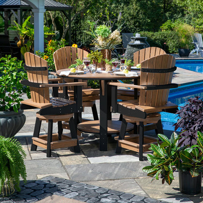 Fanback Adirondack 42" Table Set & Swivel Chair Bar Height QS - 5 Piece