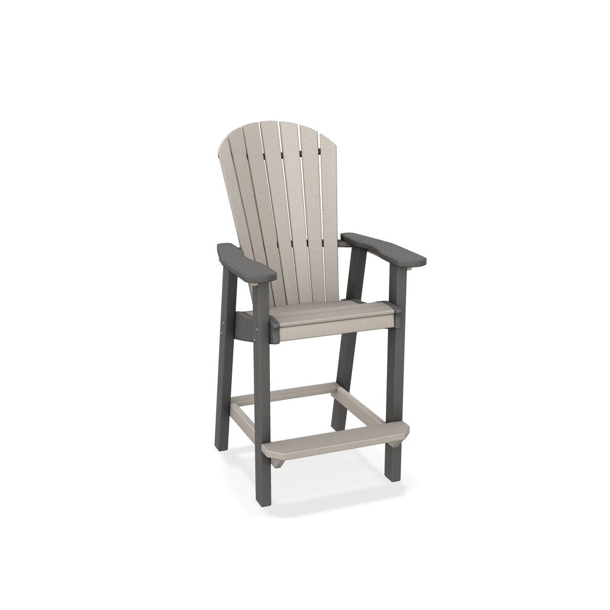 Gray and beige high chair on a white background