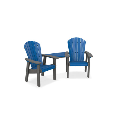 Great Bay Bar Height Settee with Cup Holders and Shelf Table