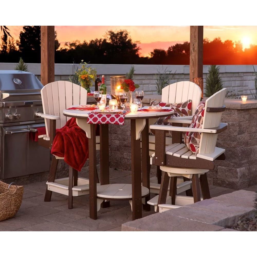 Fanback Adirondack 42" Table Set & Swivel Chair Bar Height QS - 5 Piece