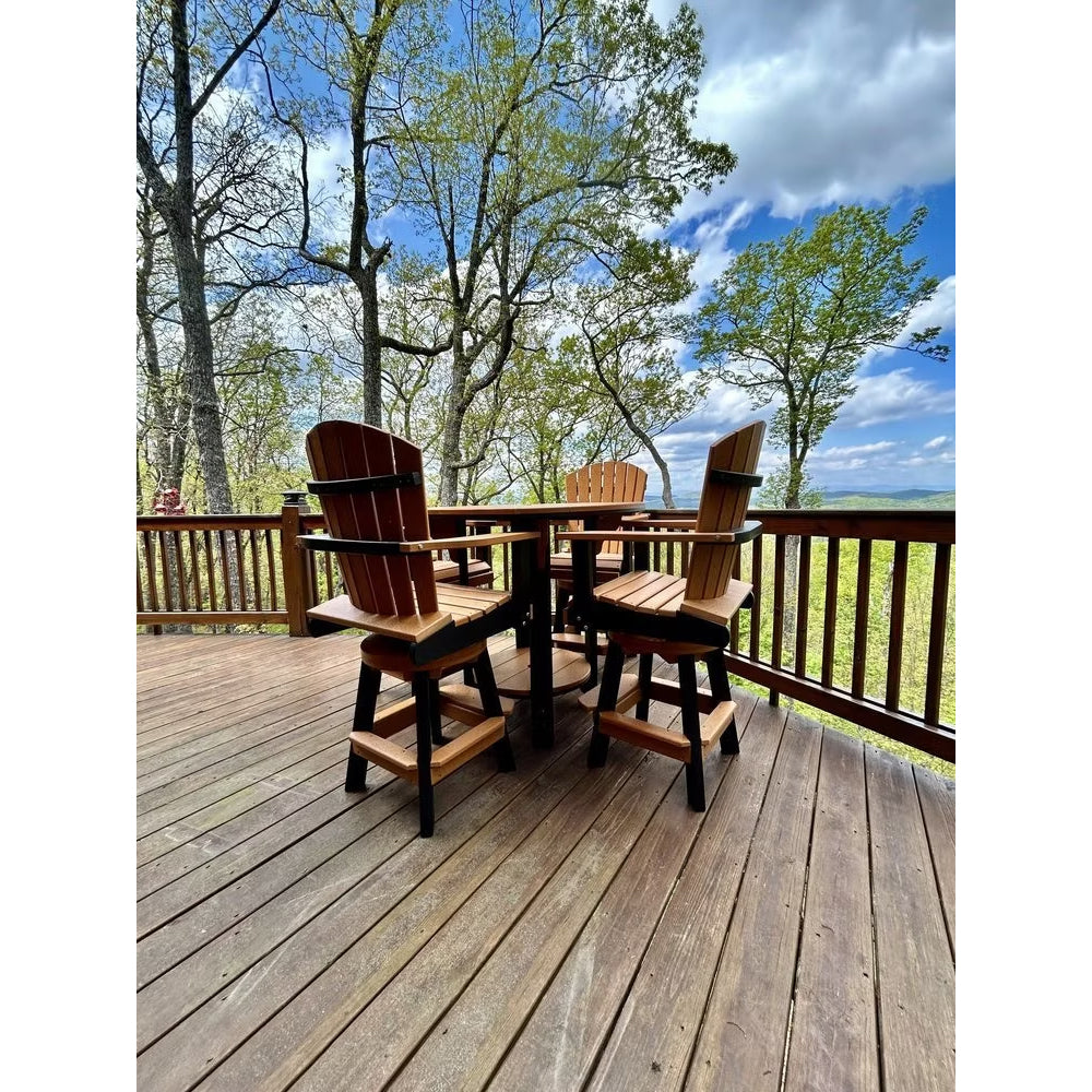 Fanback Adirondack 42" Table Set & Swivel Chair Bar Height QS - 5 Piece