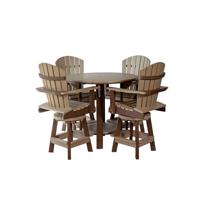 Fanback Adirondack 42" Table Set & Swivel Chair Bar Height QS - 5 Piece