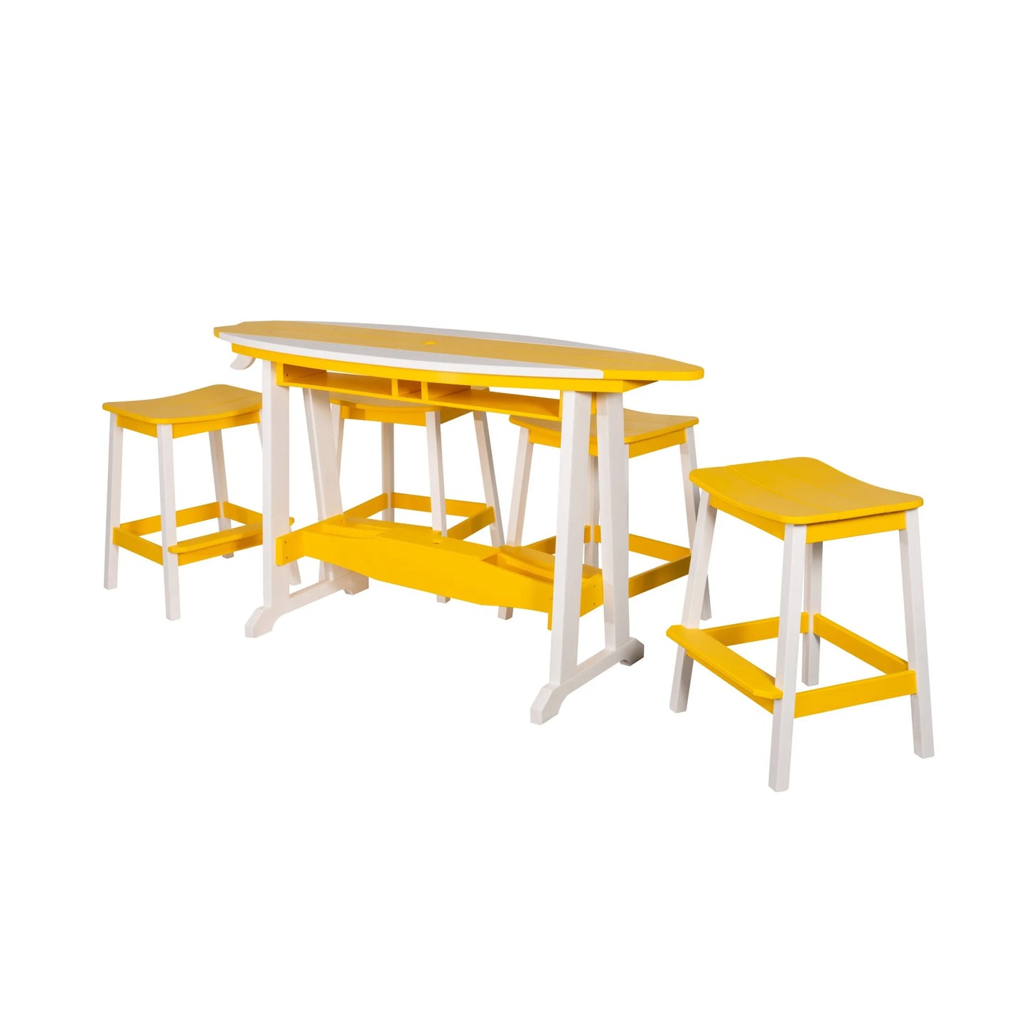 SurfAira 6' Surfboard Table Set with Saddle Chair or Stool