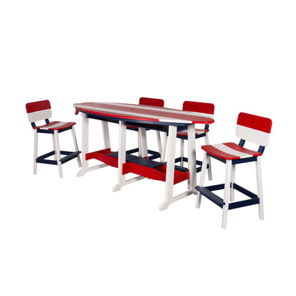 SurfAira 6' Surfboard Table Set with Saddle Chair or Stool